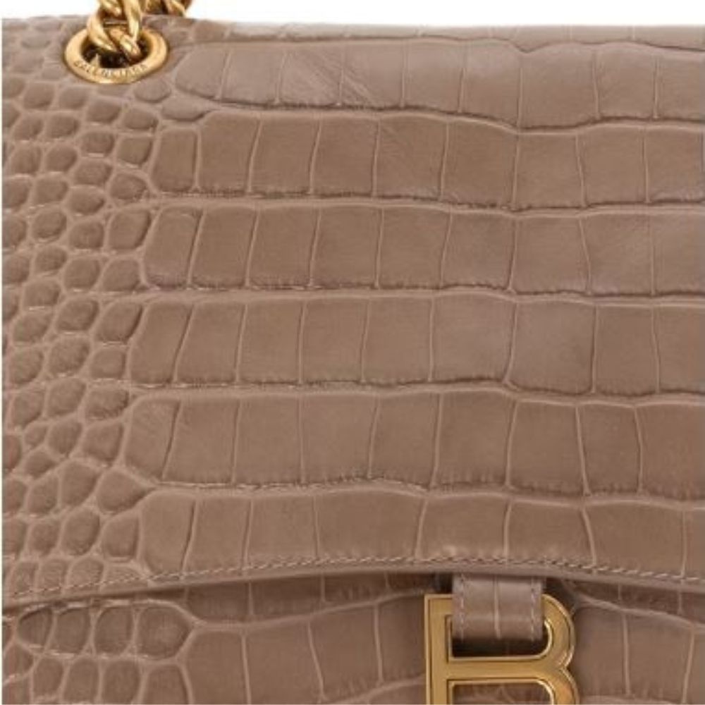 BALENCIAGA Crush M Bロゴ クロコ型押し ショルダーバッグ 都会的 バレンシアガ ショルダーバッグ CRUSH M B クロコ型押し