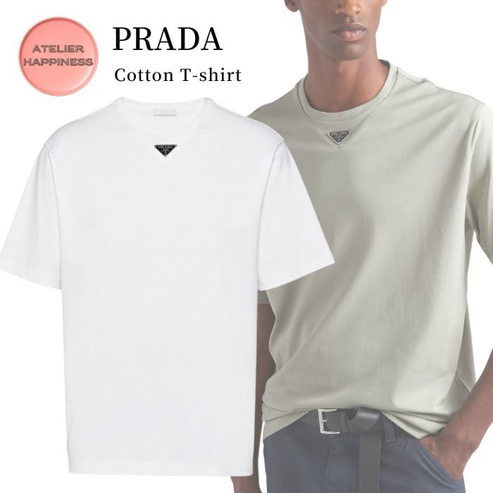 人気☆【PRADA】コットンTシャツ（全2色） 22SS】新作 ロゴ入り コットンTシャツ◇プラダ◇全2色 (PRADA/T