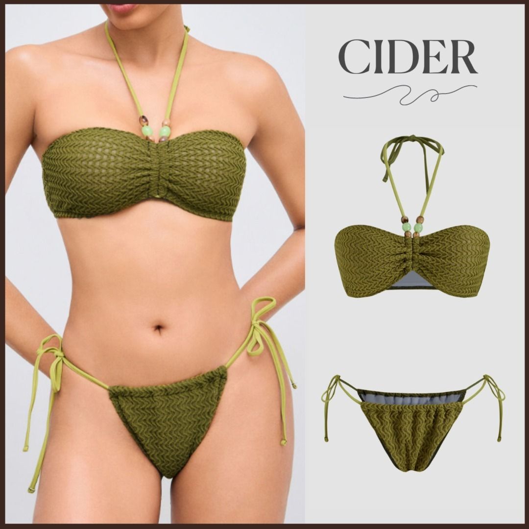送関込*CIDER* ホルター ビーズ タイサイド ビキニ水着セット