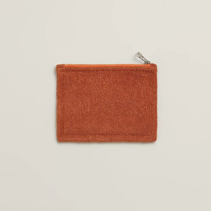 【刺しゅうがポイントに】HERMES Les Cabanesポーチミニ ほっこり Bicyclette刺繍が可愛いHermesLes Cabanesポーチ ミニ