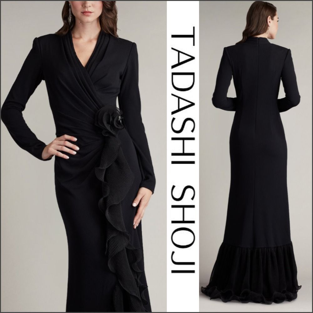 TADASHI SHOJI】クロスバックドレープロングドレス