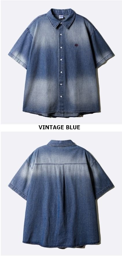 JEMUT正規品☆24SS☆Bellow/Noise Washing Denim Short Shirts