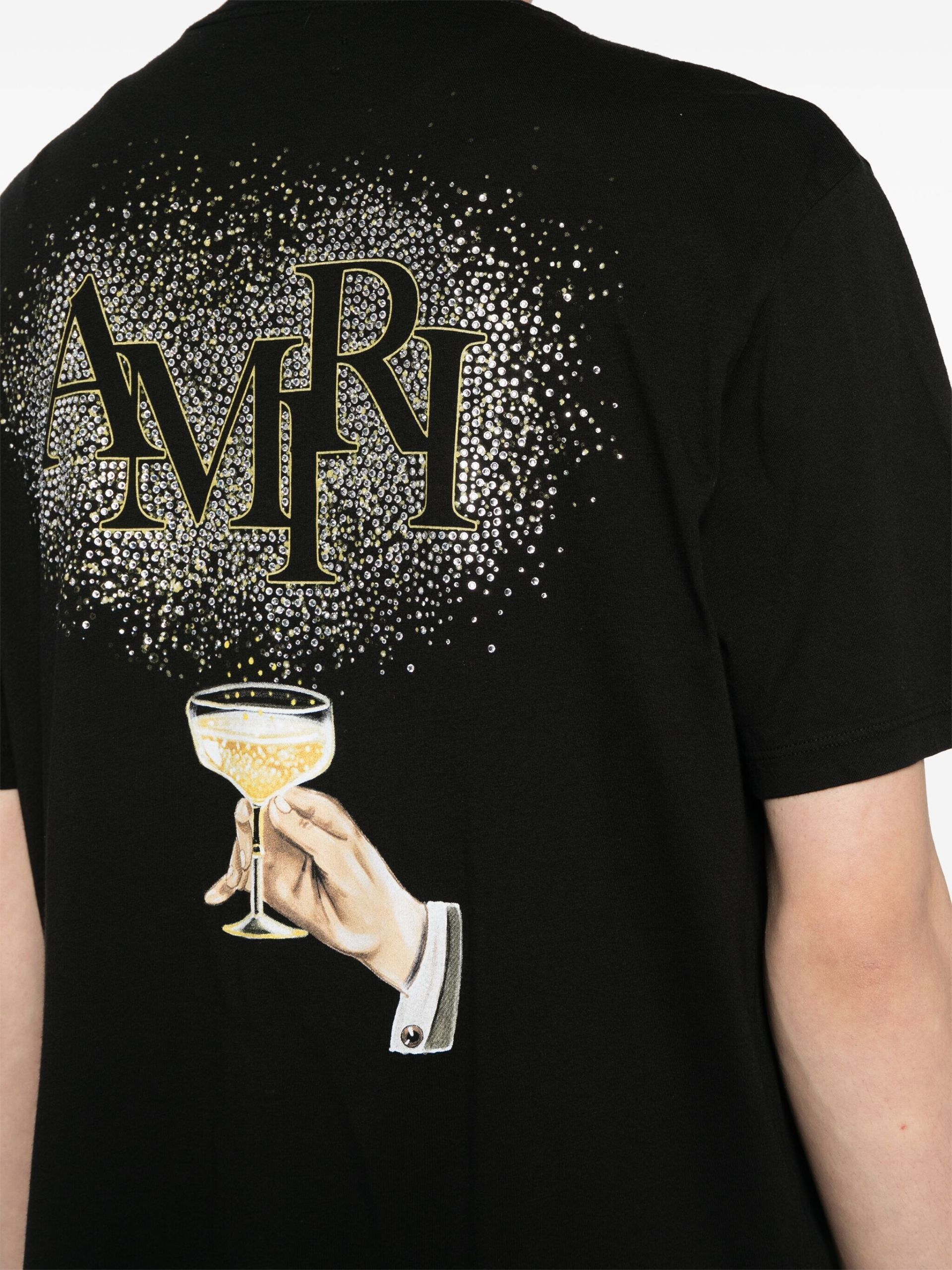 【関税・送料込】AMIRI ロゴプリント シャンパンコットンTシャツ 関税・送料込】AMIRI ロゴプリント シャンパンコットンTシャツ
