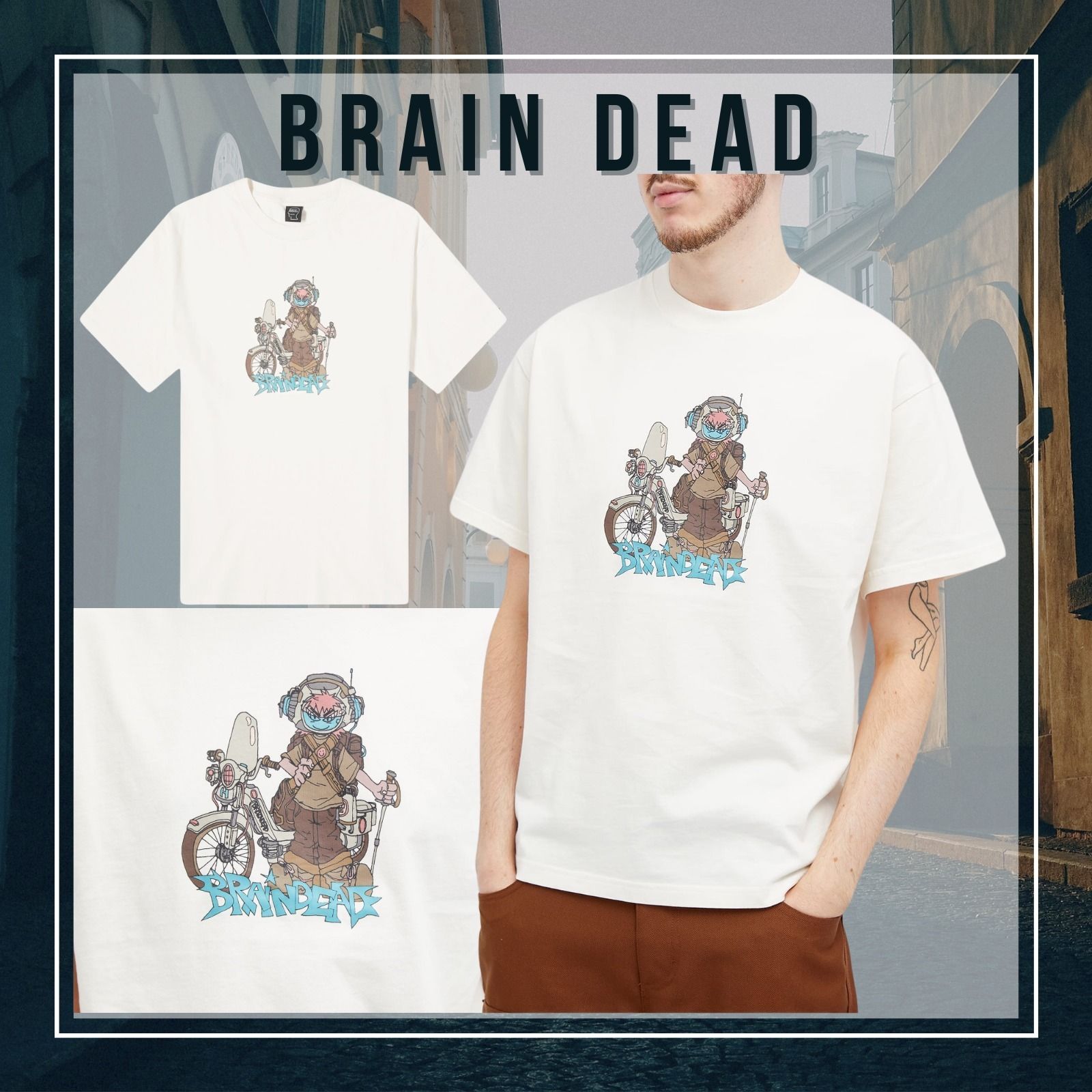 関税送料込【Brain Dead-ブレインデッド-】モトハイカー Tシャツ