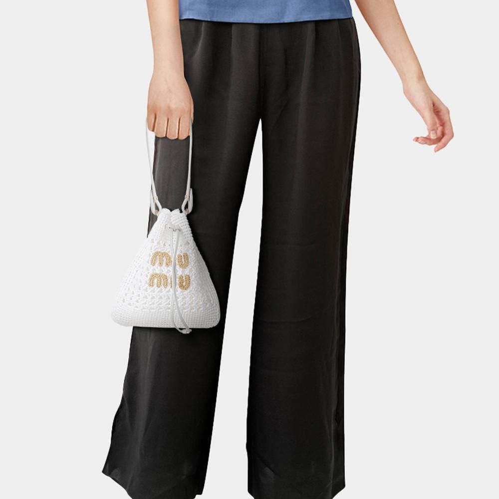 送料関税込☆MIU MIU☆ウーブンファブリック ミニバッグ☆WHITE