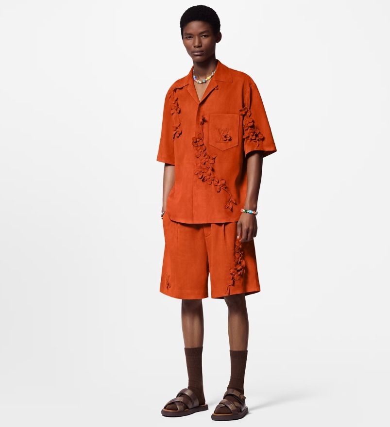 Louis Vuitton《ショートスリーブスエードシャツ》オレンジ 直営