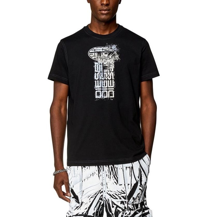 Tシャツ【DIESEL】関税・送料込み 単色 ジャージー素材 プリント DIESEL ディーゼル 半袖Tシャツ メンズ T-WASH-POFF A085260JYYF