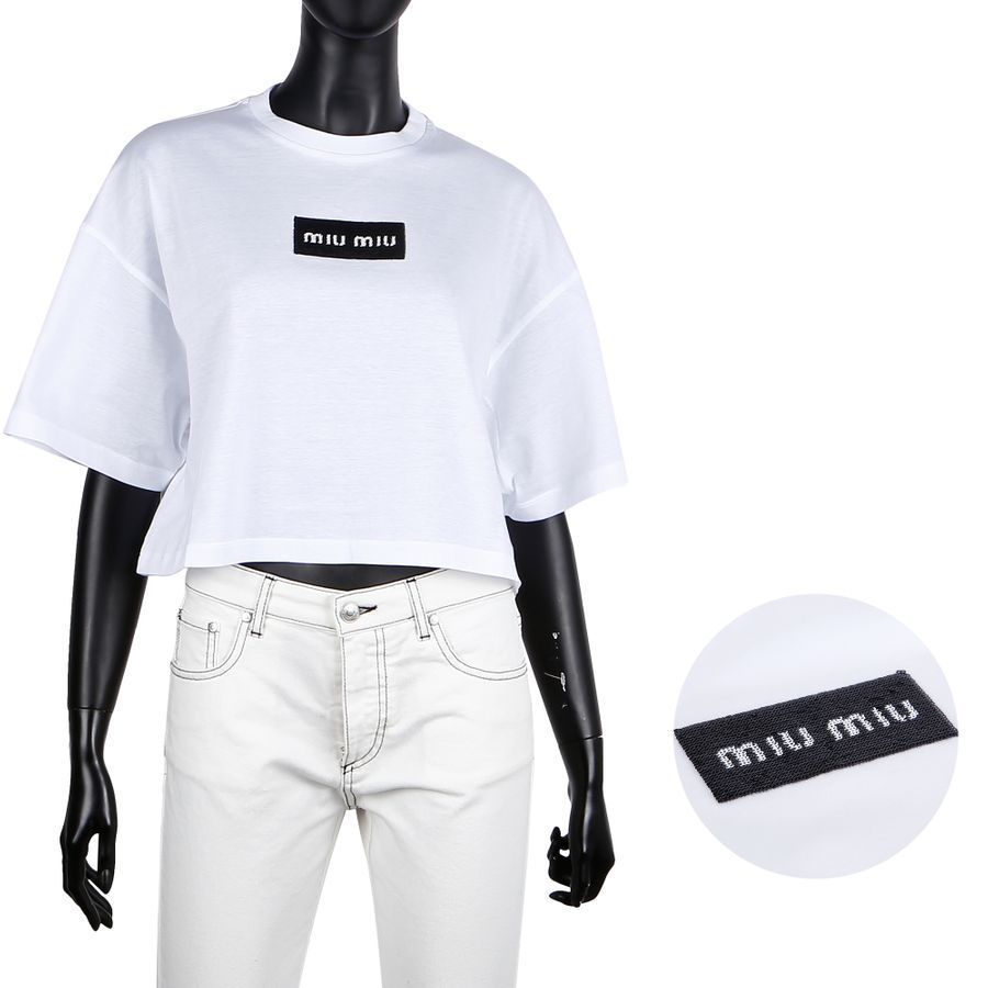 miu miu クロップドTシャツ XS ホワイト/ブラック