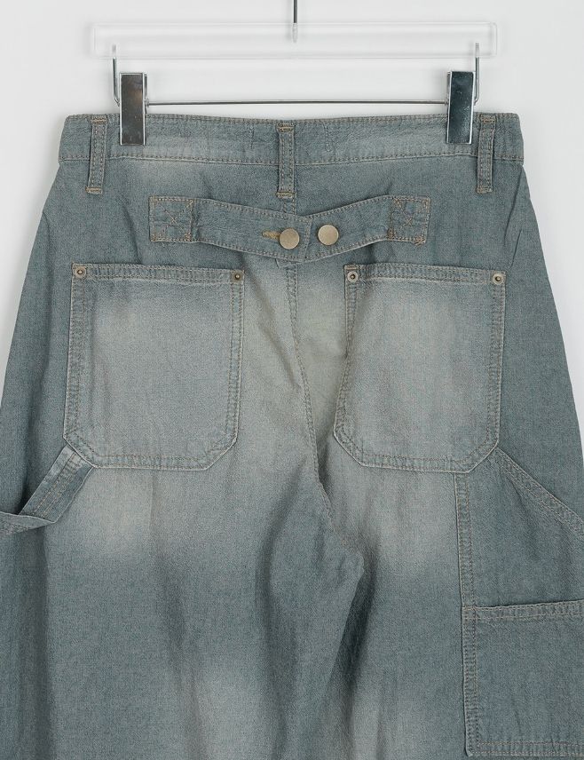 【BAON】Huty Summer Carpender Washed Wide Denim Pants BAON】Huty Summer Carpender Washed Wide Denim Pants (BAON