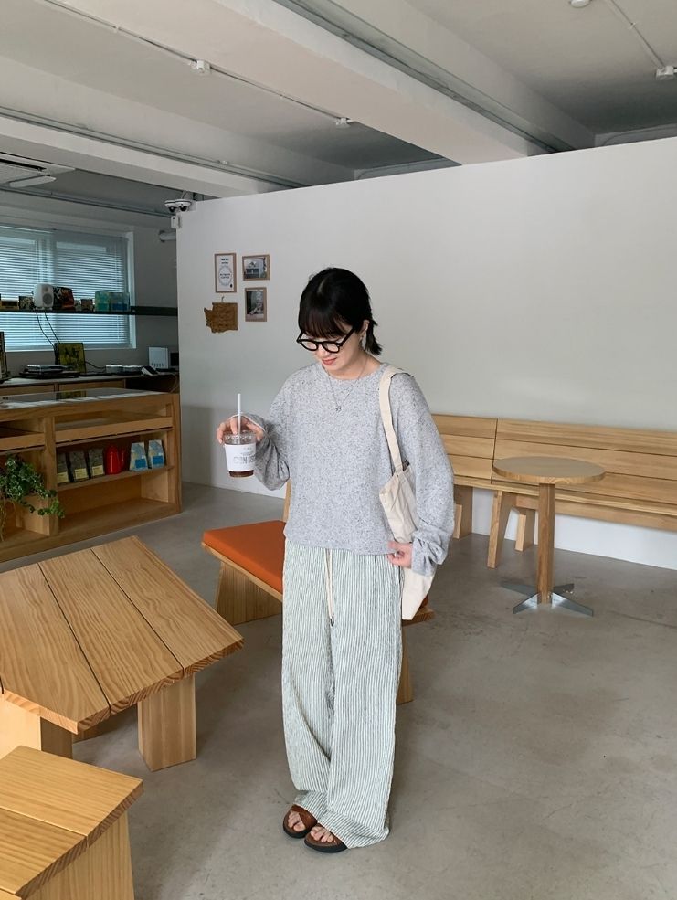 【BAON】Onsha Banding Stripe Wide Pants BAON】Onsha Banding Stripe Wide Pants (BAON/パンツ