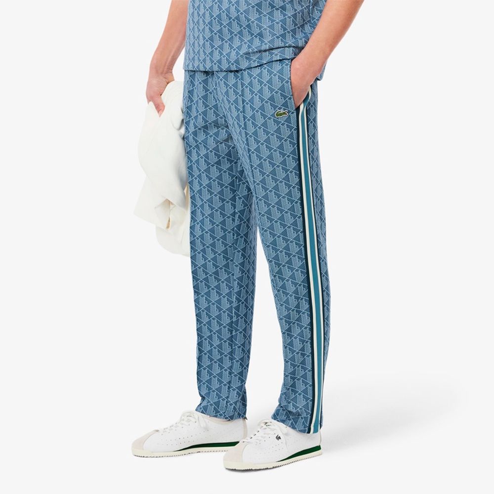 希少デザイン】LACOSTE 総柄 セットアップ ジャージ グレー M～L相当