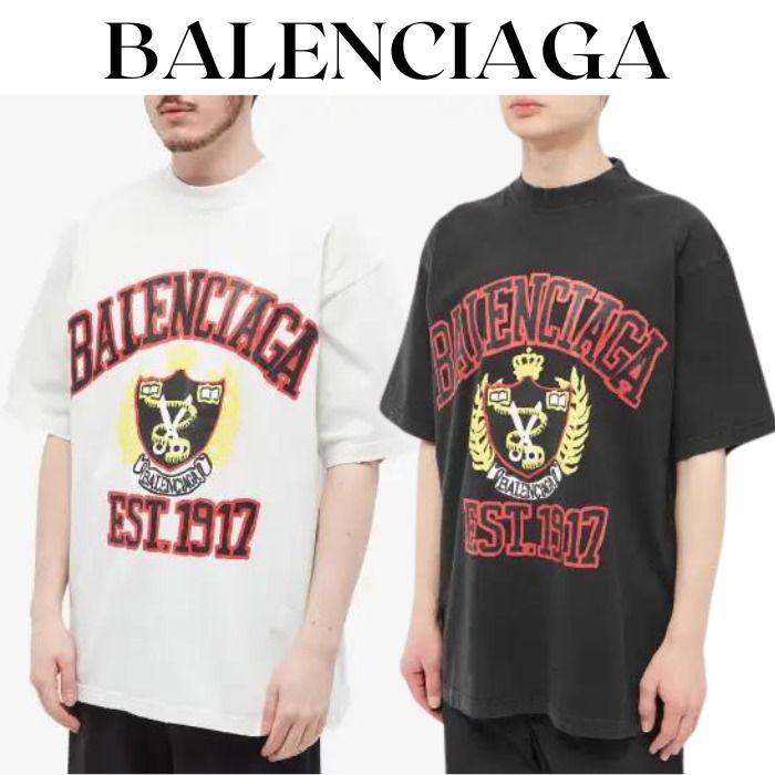 BALENCIAGA COLLEGE PRINT MEDIUM FIT T-SHIRT Used CYHE-0 | eBay