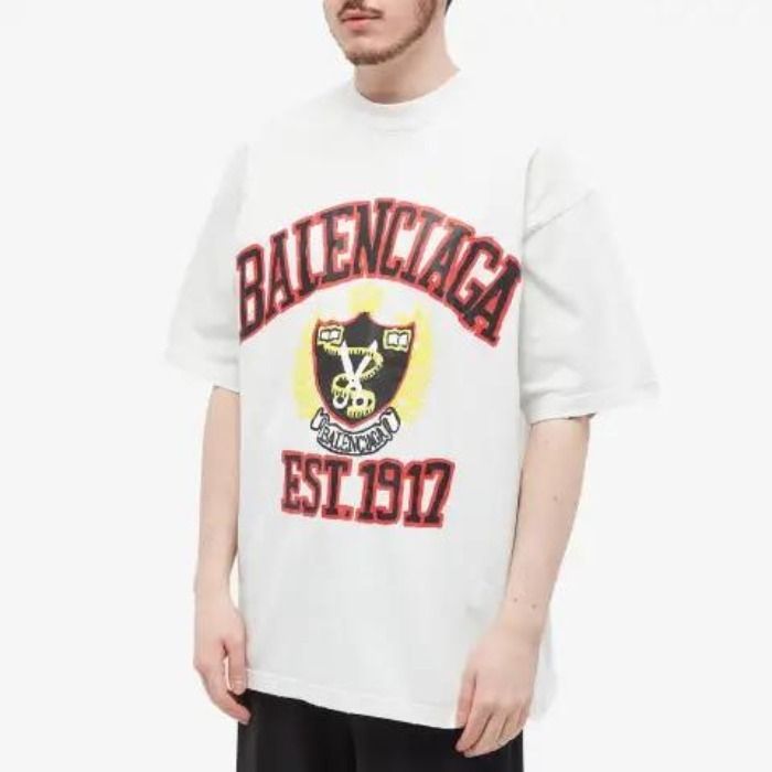 BALENCIAGA COLLEGE PRINT MEDIUM FIT T-SHIRT Used CYHE-0 | eBay