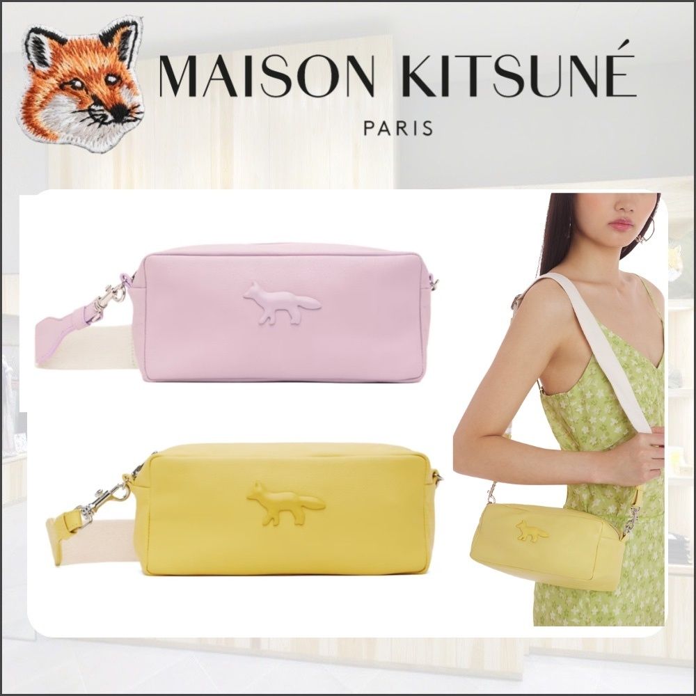 ショルダーバッグ・ポシェット MAISON KITSUNE Women Messenger Bags NW05349LC0045 0139 pink メゾンキツネ ショルダーバッグ ポーチ パープル/イエロー