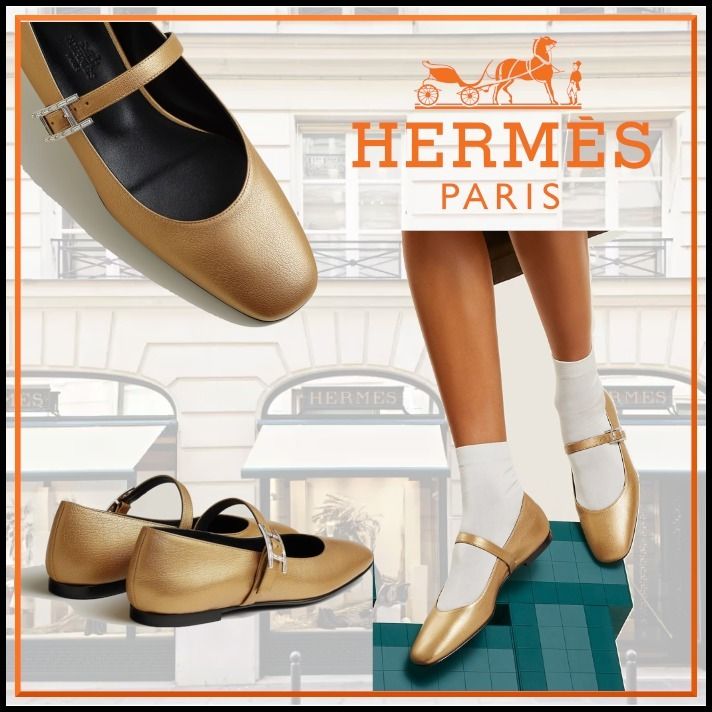 なかなかないゴールドカラーハピバックル\tHermes\tJaneバレリーナ なかなかないゴールドカラーハピバックルHermesJaneバレリーナ