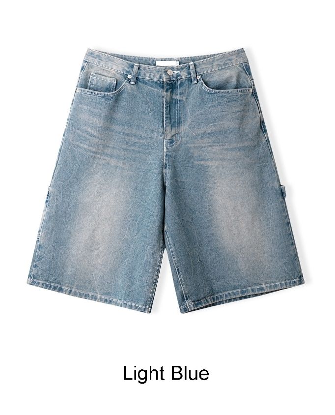 【SATIIIZ】Caron Stone Carpenter Bermuda Denim Pants SATIIIZ】Caron Stone Carpenter Bermuda Denim Pants (SATiiiZ