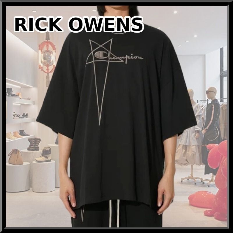 Rick Owens☆関税込☆Champion トミー ブラック 半袖Tシャツ リックオウエンス - Rick Owens X Champion トミー Tシャツ