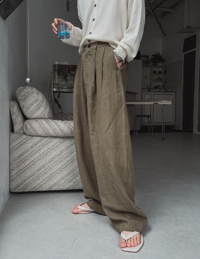 【2plan】Martin cool linen two-tuck pants 2plan】Martin cool linen two-tuck pants (2plan/パンツ