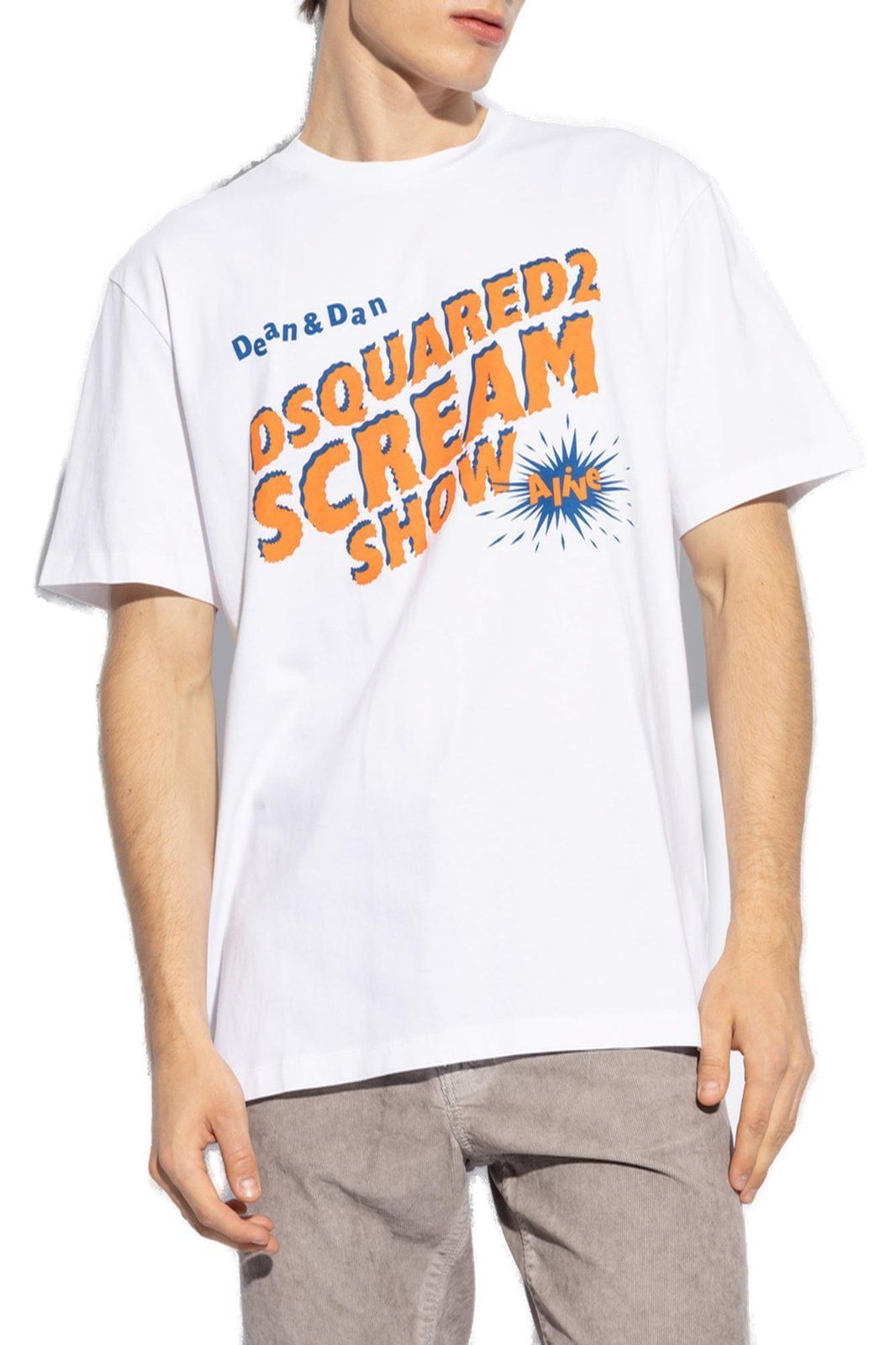 【D SQUARED2】ロゴプリント クルーネック Tシャツ お洒落☆Dsquared2ロゴプリントクルーネックTシャツ (D SQUARED2