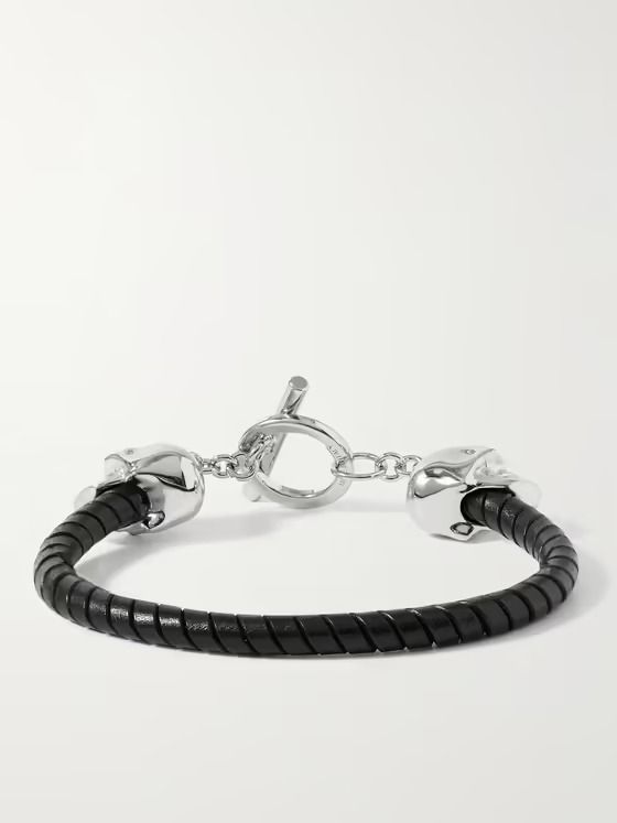 ★alexander mcqueen★シルバートーンとレザーのブレスレット ☆alexander mcqueen☆シルバートーンとレザーのブレスレット
