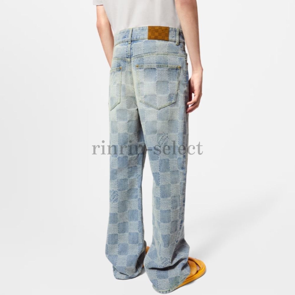 ＊お洒落＊【Louis Vuitton】デニムスケートジーンズ モノグラム フロックド モノグラム デニムスケートパンツ ｜ルイ・ヴィトン