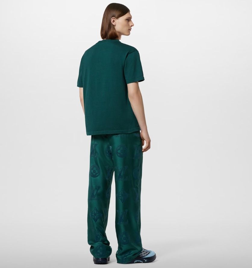 Louis Vuitton《コットンクルーネックTシャツ》緑 ロゴ DHL 直営