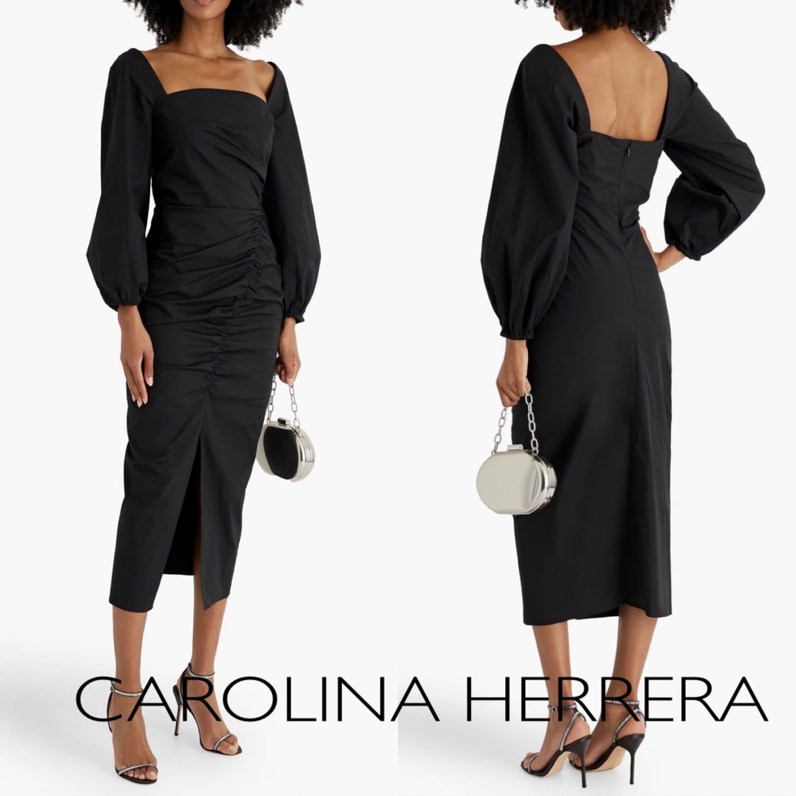 花柄★ポプリン★ルーシュ★ワンピース★ CAROLINA HERRERA 花柄☆ポプリン☆ルーシュ☆ワンピース☆ CAROLINA HERRERA