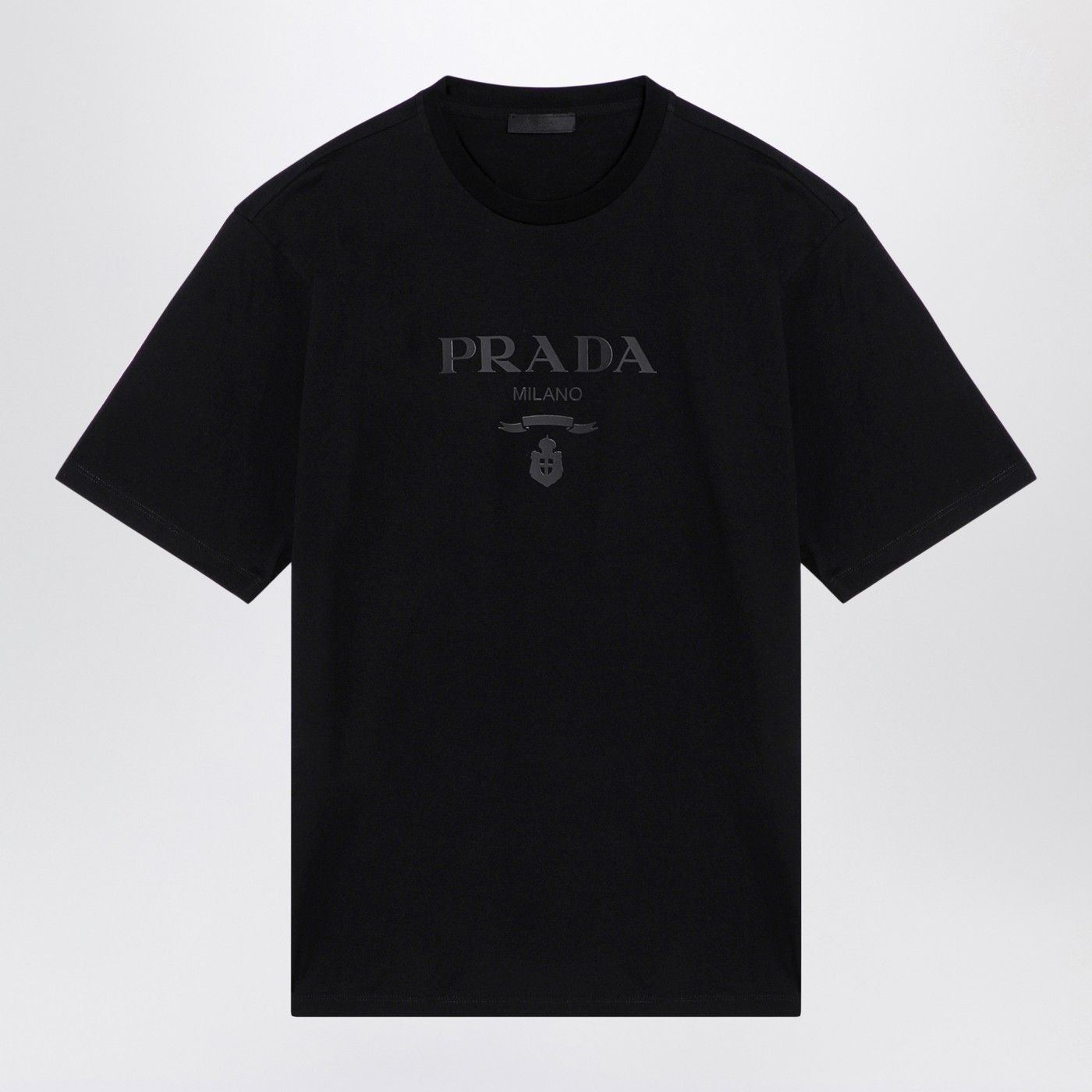 お歳暮 2025 正規店買付【PRADA】ロゴ (PRADA/T Tシャツ コットン ブラック トップス