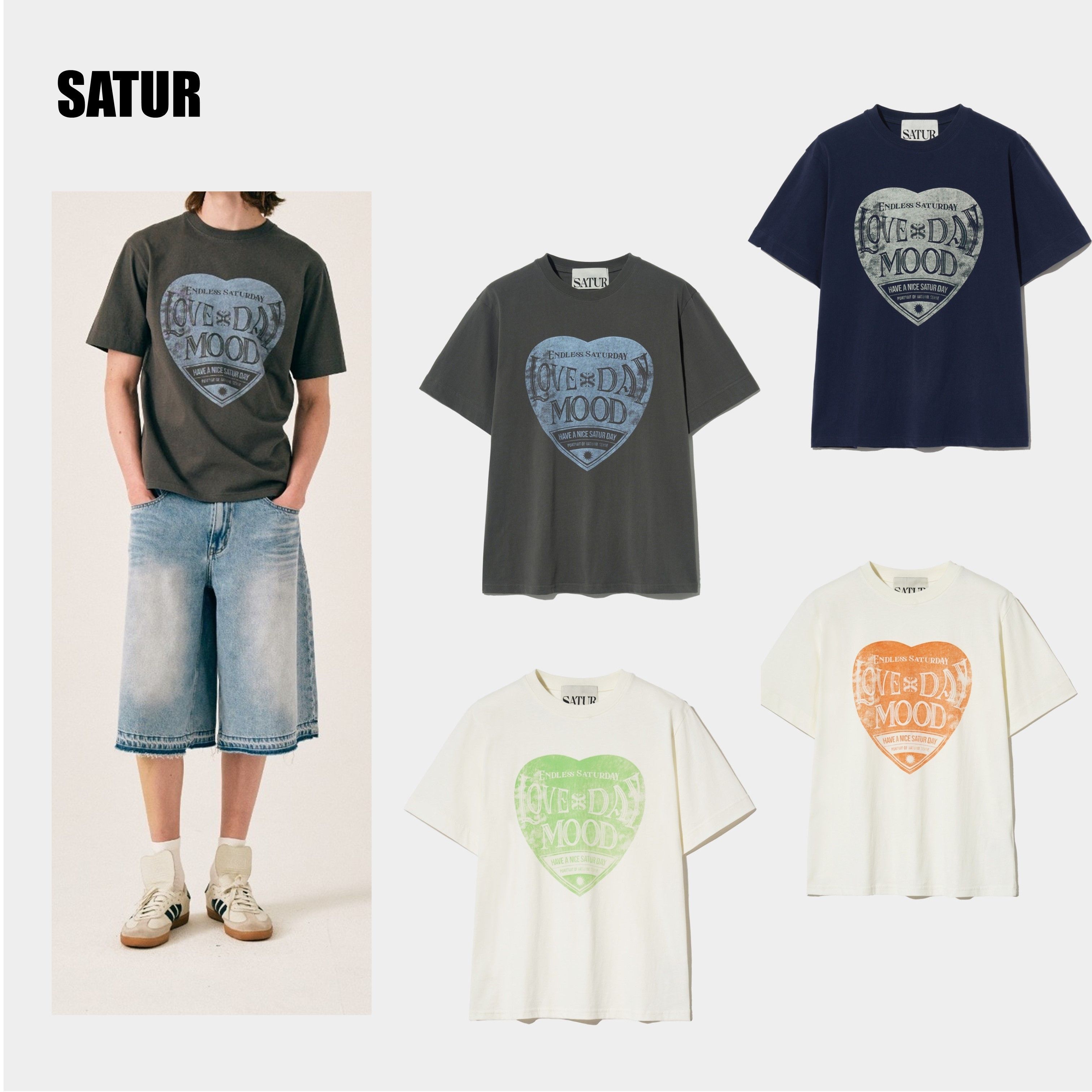 SATUR] Saturday Retro Mood Graphic Tシャツ ☆送料込☆ (SATUR