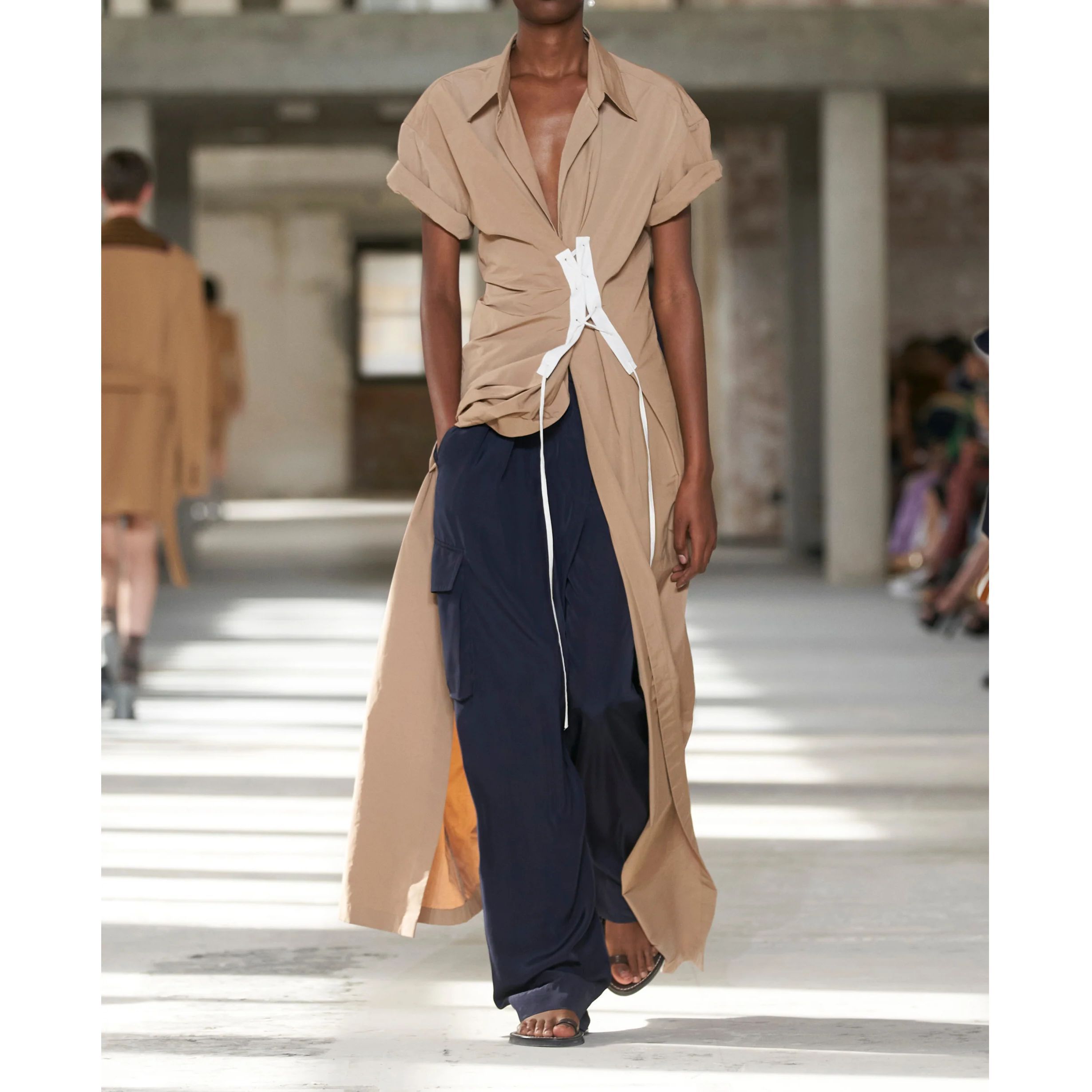 DRIES VAN NOTEN】SS24 サテン カーゴパンツ Navy 送料関税込