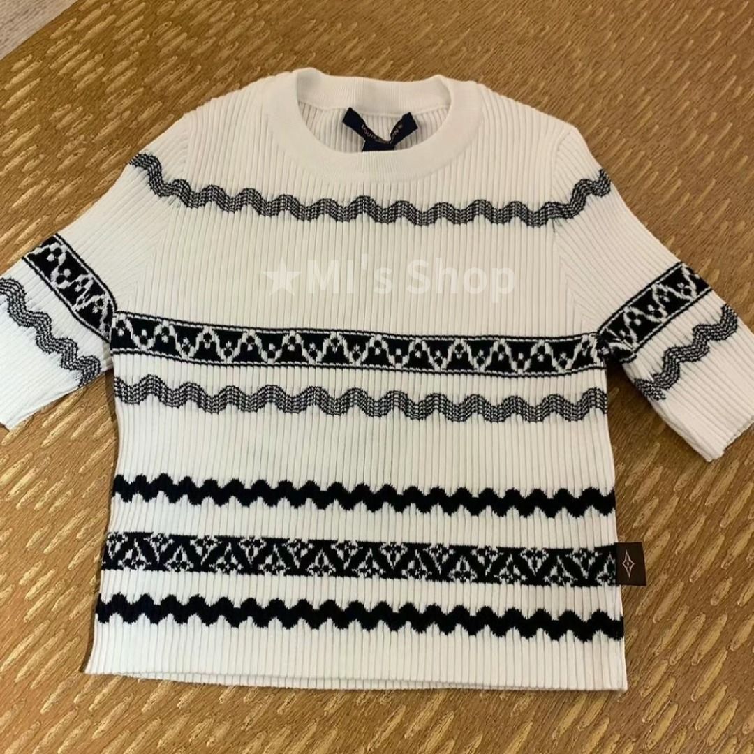 ルイヴィトン LV ストライプ クロップドニット 長袖