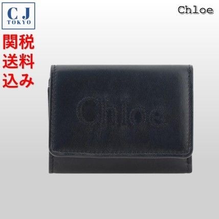 Chloe】関税送料込 レザー 三つ折り財布 黒 人気 (Chloe