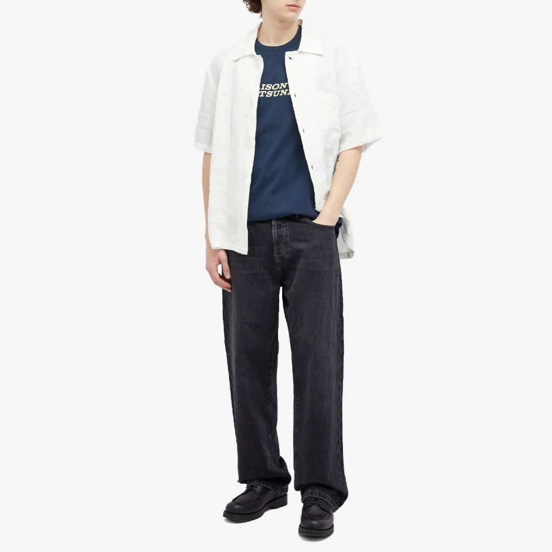 メゾンキツネ Tシャツ 半袖 ロゴ コットン ブルー/ネイビー