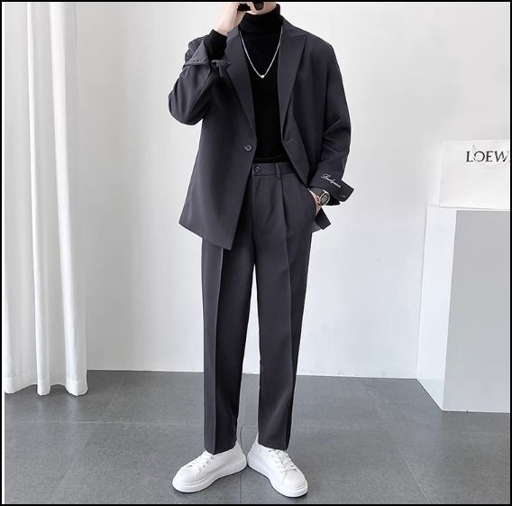 予約販売】メンズ セットアップ スーツ 無地 シック スリム