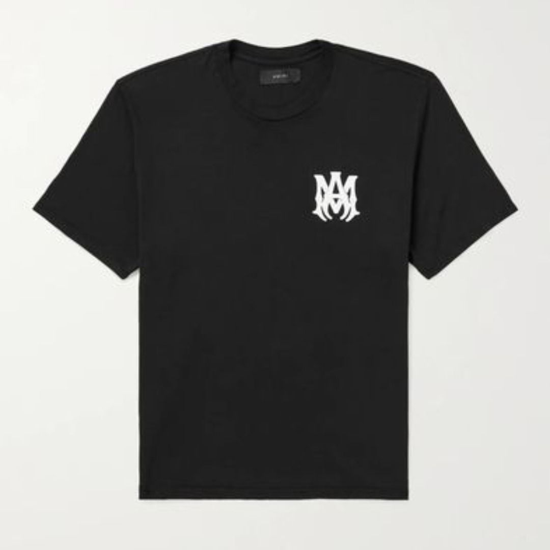 AMIRI☆ロゴ プリント コットン Tシャツ 人気 Black 半袖 メンズ