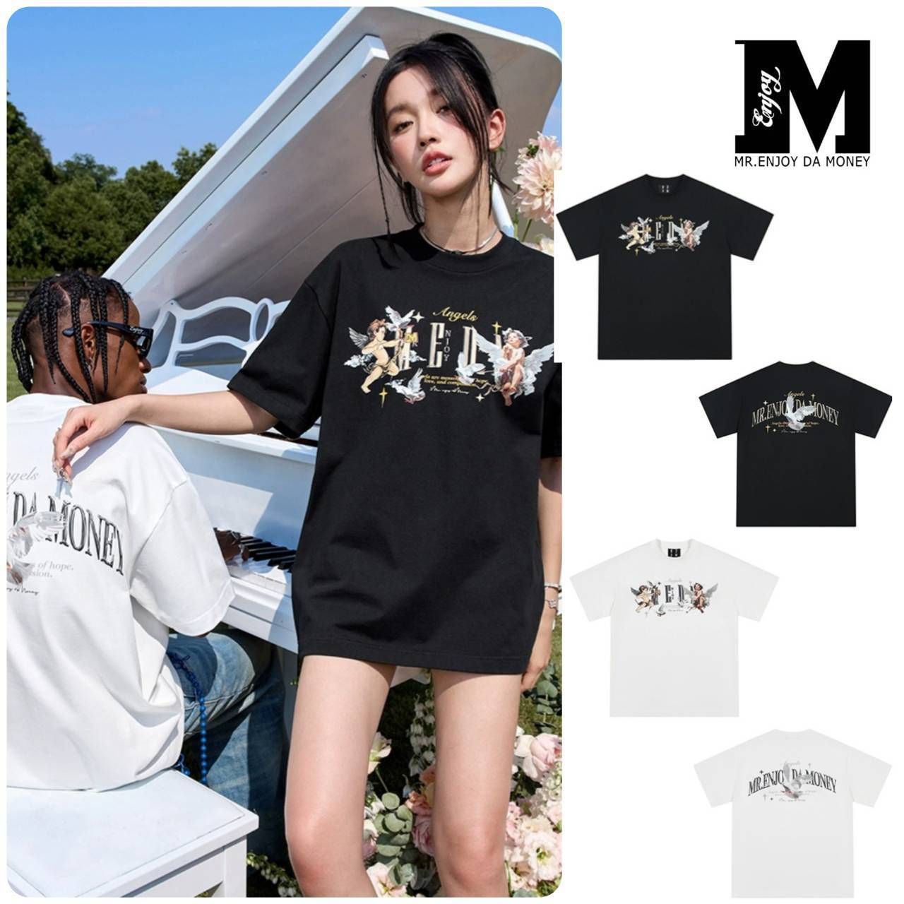 ☆MEDM☆ロゴ ユニセックス 天使デザイン 半袖Tシャツ/送料込