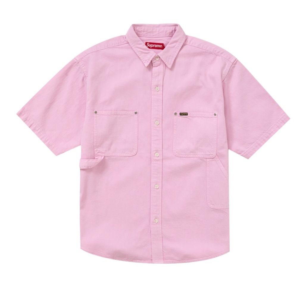 ★24SS WEEK17★Supreme Loose Fit S/S Denim Painter Shirt Supreme Loose Fit S/S Denim Painter Shirt Washed Blue (SS24)