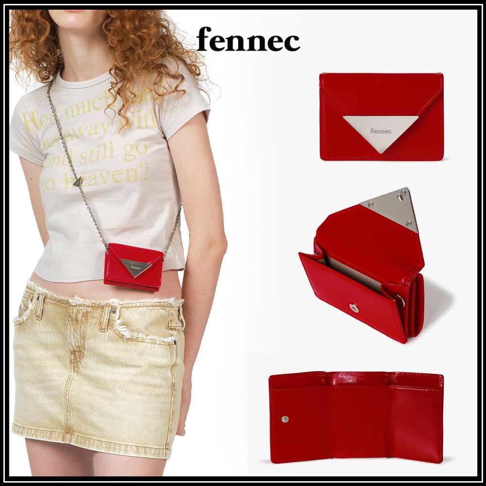 人気レッド【FENNEC】CRINKLE TRIANGLE TRIPLE Wallet D 送料込