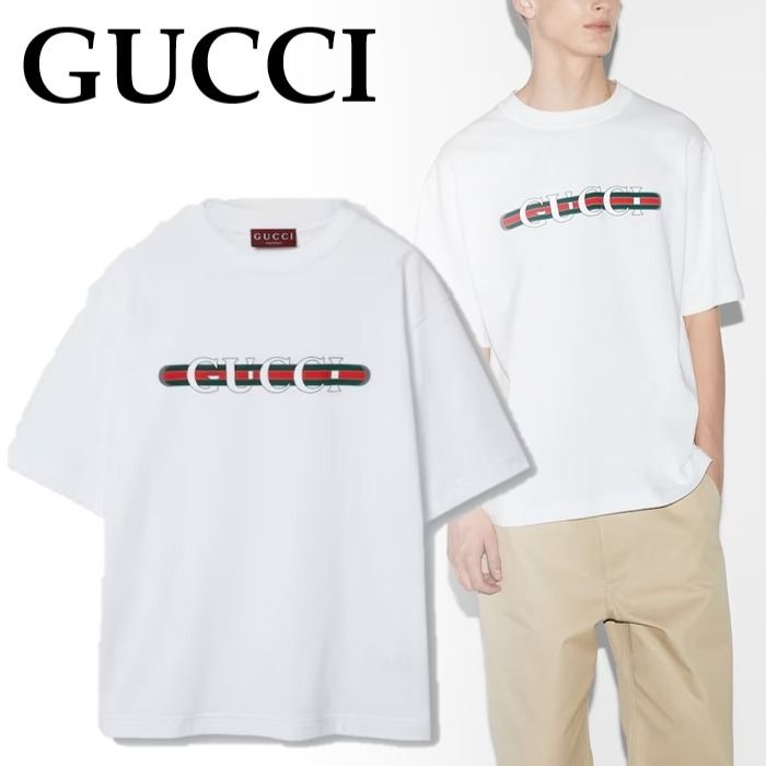 2025SS グッチ GUCCI プリント コットンジャージー Tシャツ GUCCI プリント コットンジャージー Tシャツホワイト | GUCCI公式