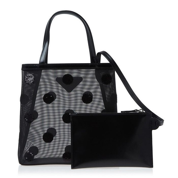 関送込! PRADA☆レザー スパンコール 水玉 トートバック ポーチ