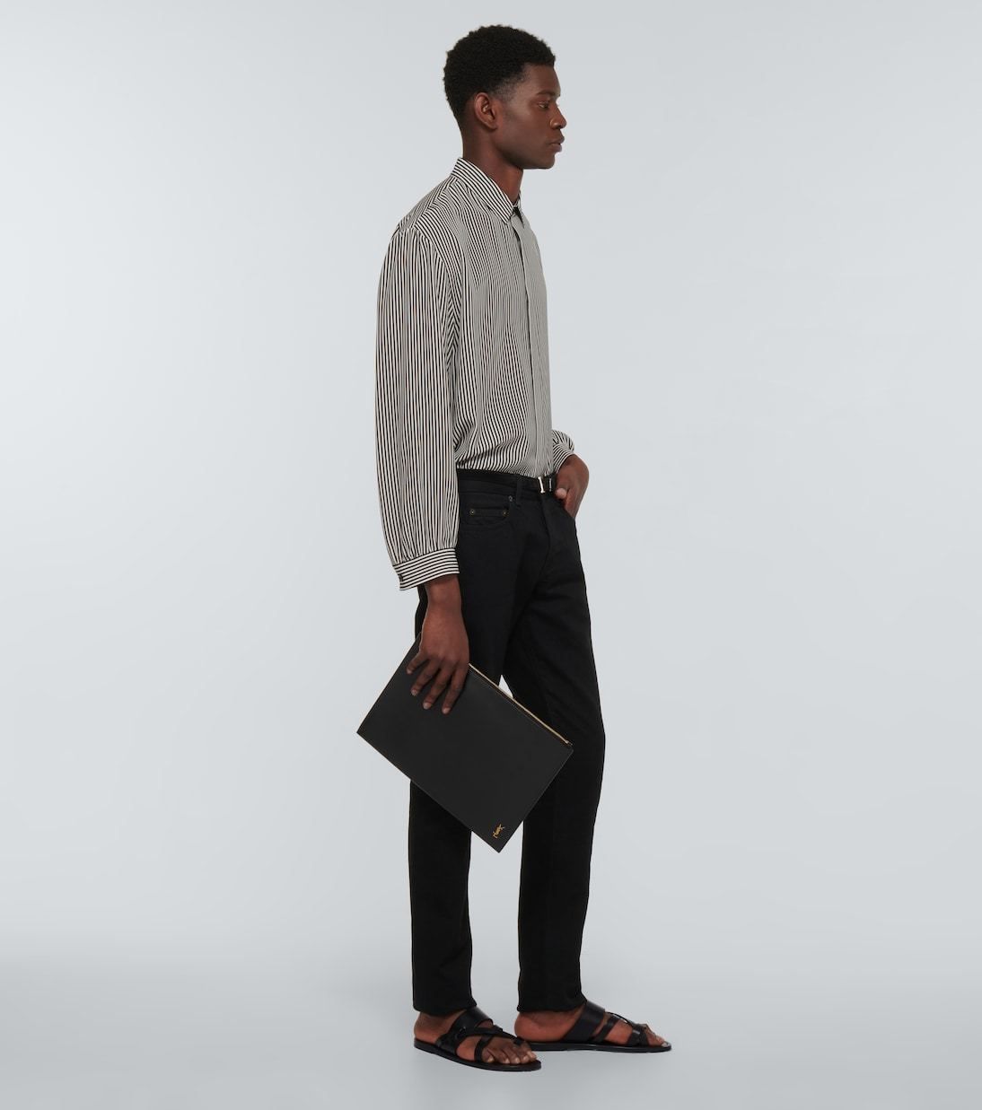在庫少【Saint Laurent】カルバーレザーサンダル 関税込国内発送 送料込/関税込□Saint Laurent□カルバーレザーサンダル (Saint