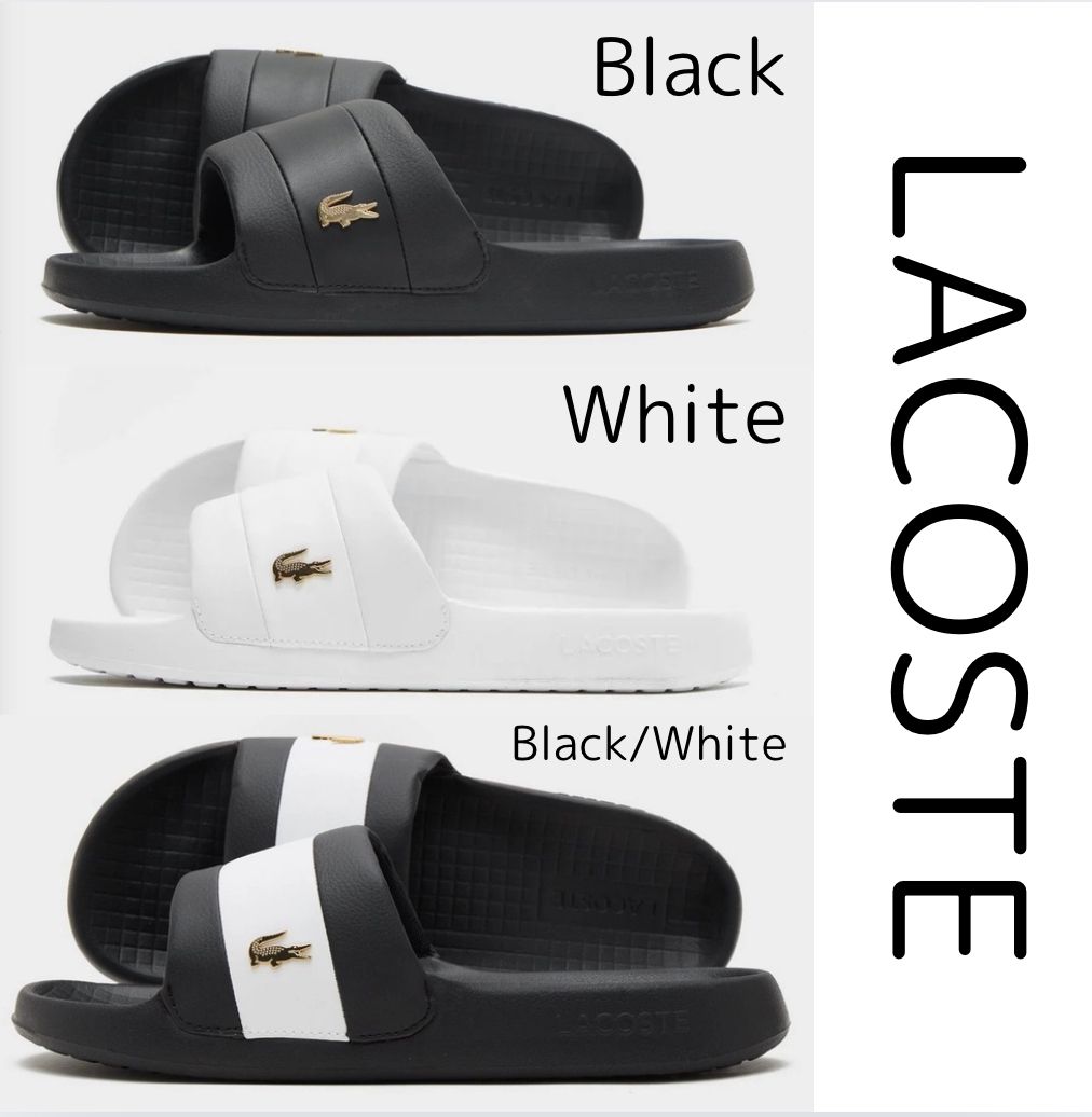 ■LACOSTE■ラコステ レイヤードワニロゴ入りスライドサンダル ラコステ LACOSTE メンズサンダル CROCO SLIDE （WHITE