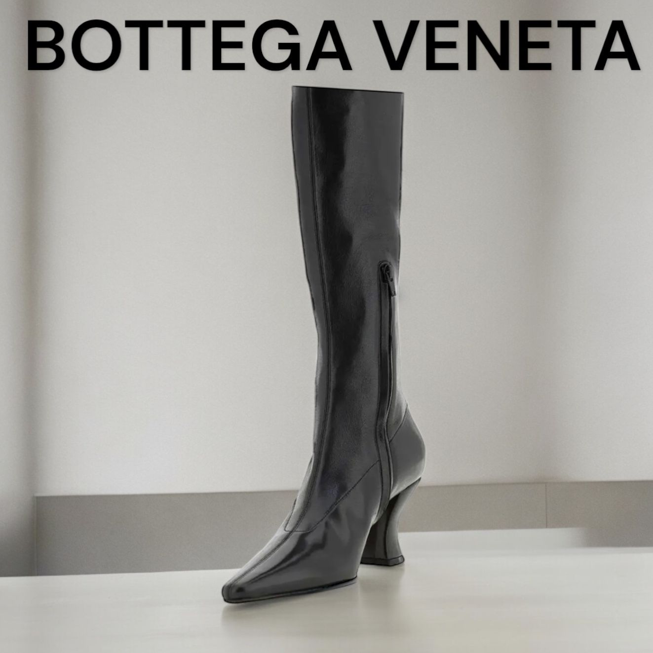 【BOTTEGA VENETA】 レザー ロングブーツ ボッテガニーハイブーツ ロングブーツ