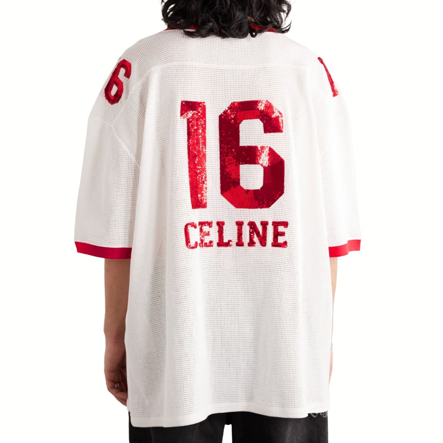 現行 CELINE 16 エンブロイダリー Tシャツ メッシュジャージー