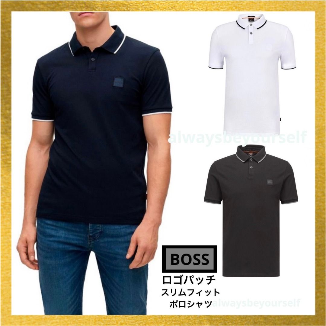 BOSS ロゴパッチ スリム 半袖 ポロシャツ 大谷選手愛用ブランド