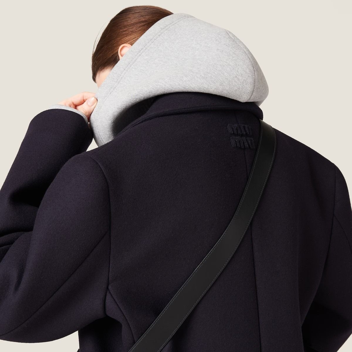 送料無料》 MIU MIU Double-breasted cloth peacoat jacket