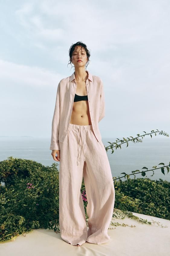 ZARA】ZW COLLECTION リネン100% パラッツォパンツ (ZARA/パンツ