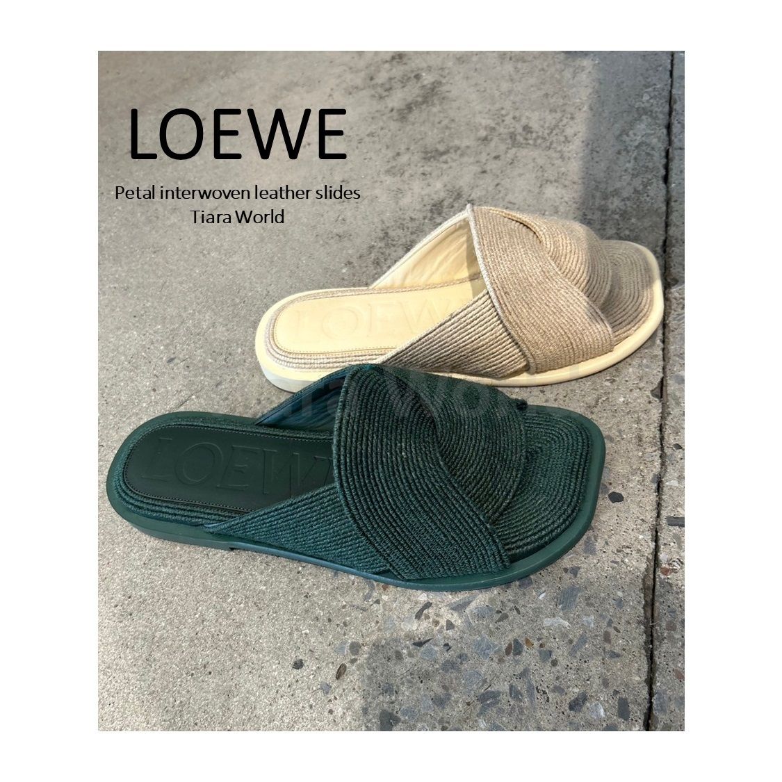 LOEWE レザー LADERAミュール ウェッジスライドサンダル★関税込 LOEWE 美品 ロエベ アナグラム パデッド レザーミュール