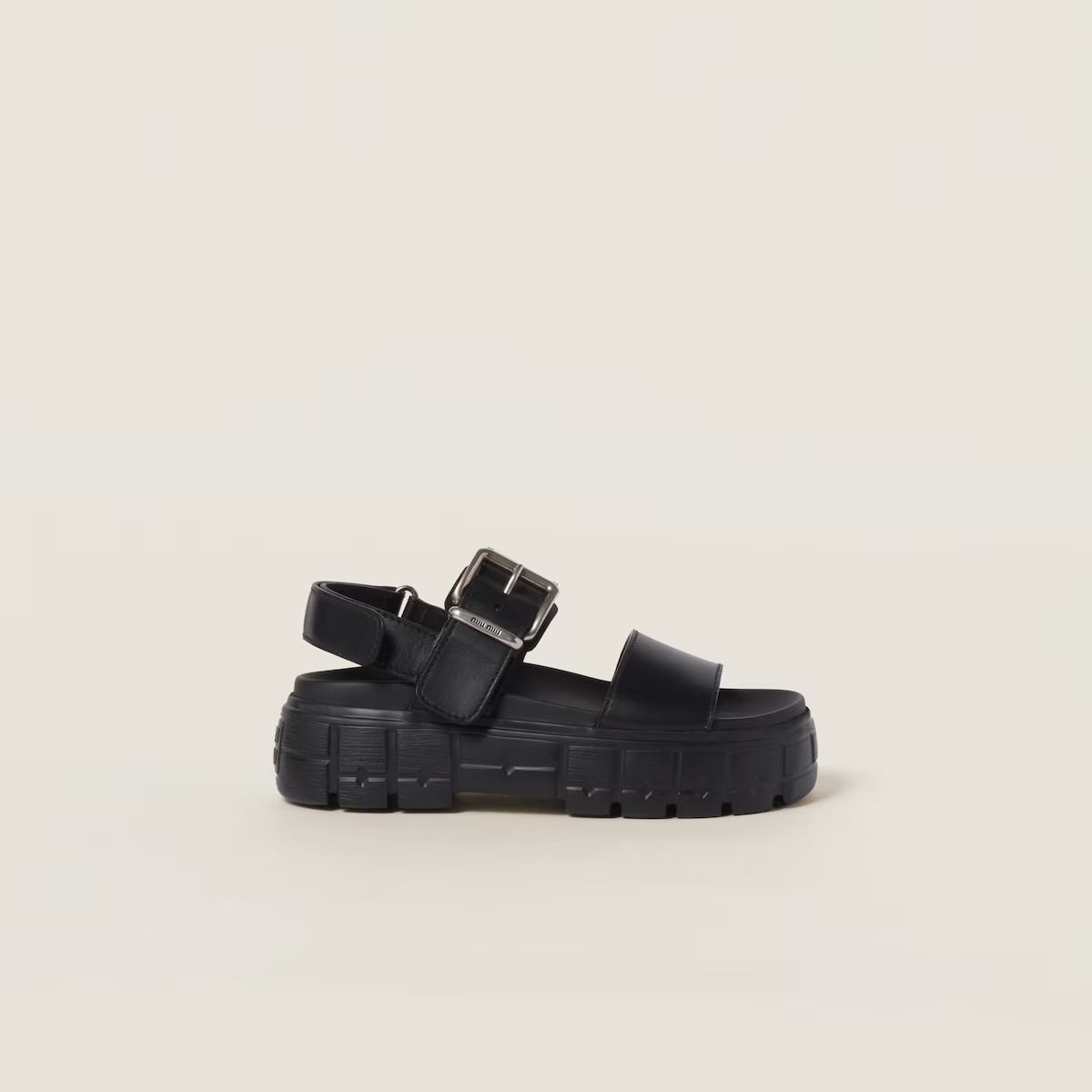 サンダル・ミュール MiuMiu Miu Miu Calf Leather Sandals (5Y468EF010 06E F0J34) 送料無料》 MIU MIU Sporty calf leather sandals (MiuMiu