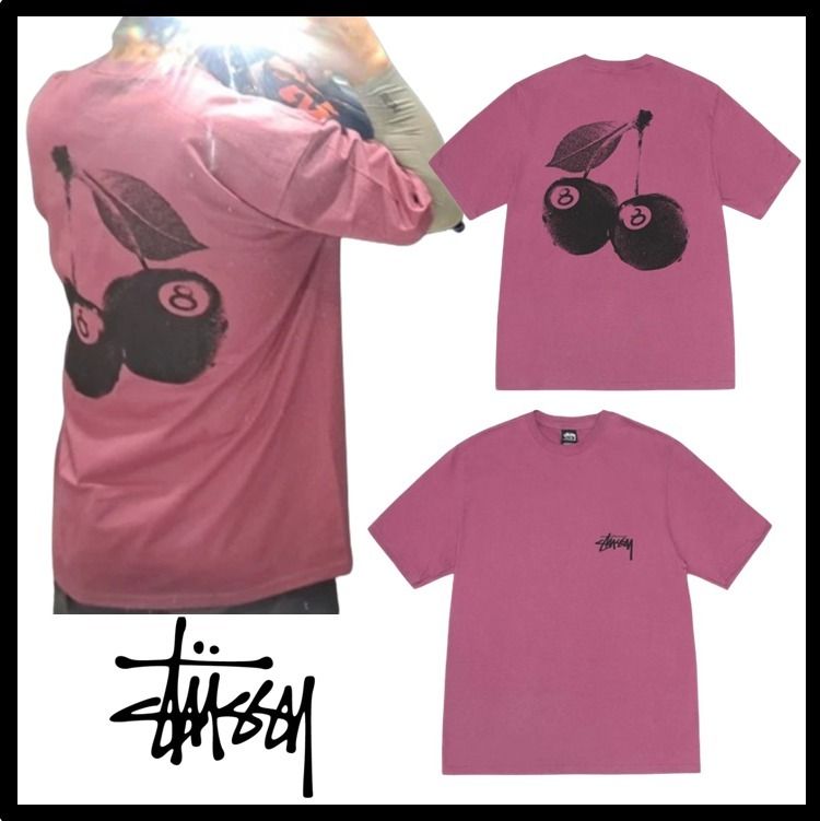 ☆送料・関税込☆STUSSY☆Cherries T-Shirt☆Berry☆Tシャツ
